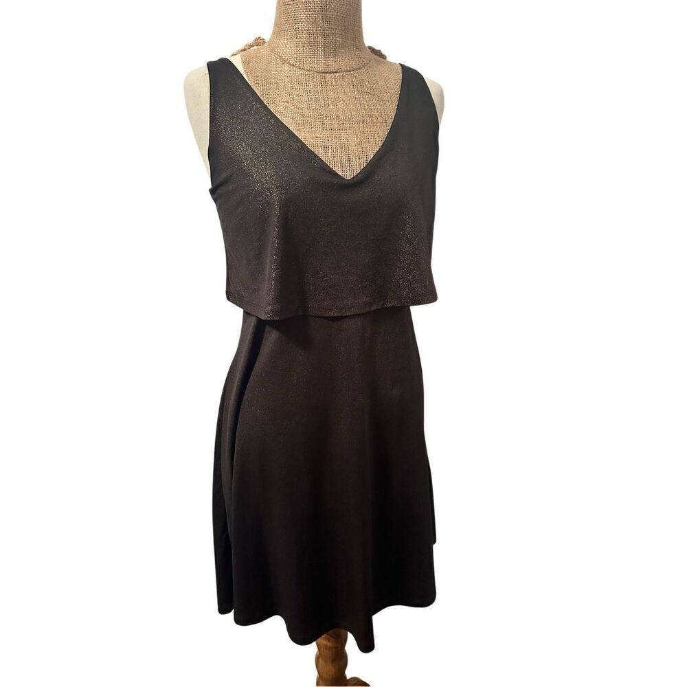 Jules + Jim nursing maternity sleeveless cocktail Dress sz small black/gold